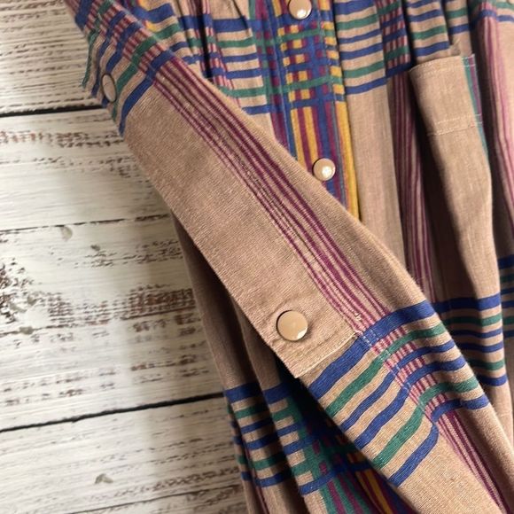 Vintage Escada by SRB Skirt Linen plaid Snap closures 80’s made in Germany - Picture 4 of 11